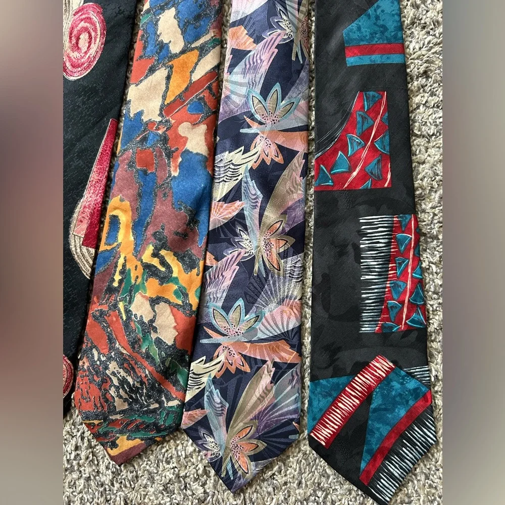 Bundle of 5 all silk men’s vintage abstract art ties - Picture 4 of 9